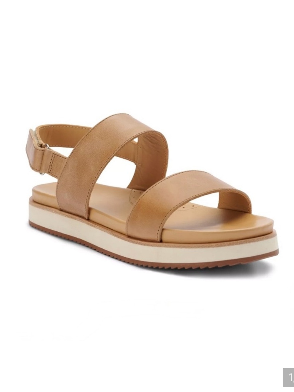 Nisolo Go-To Flatform Leather Sandals Almond NWT 36